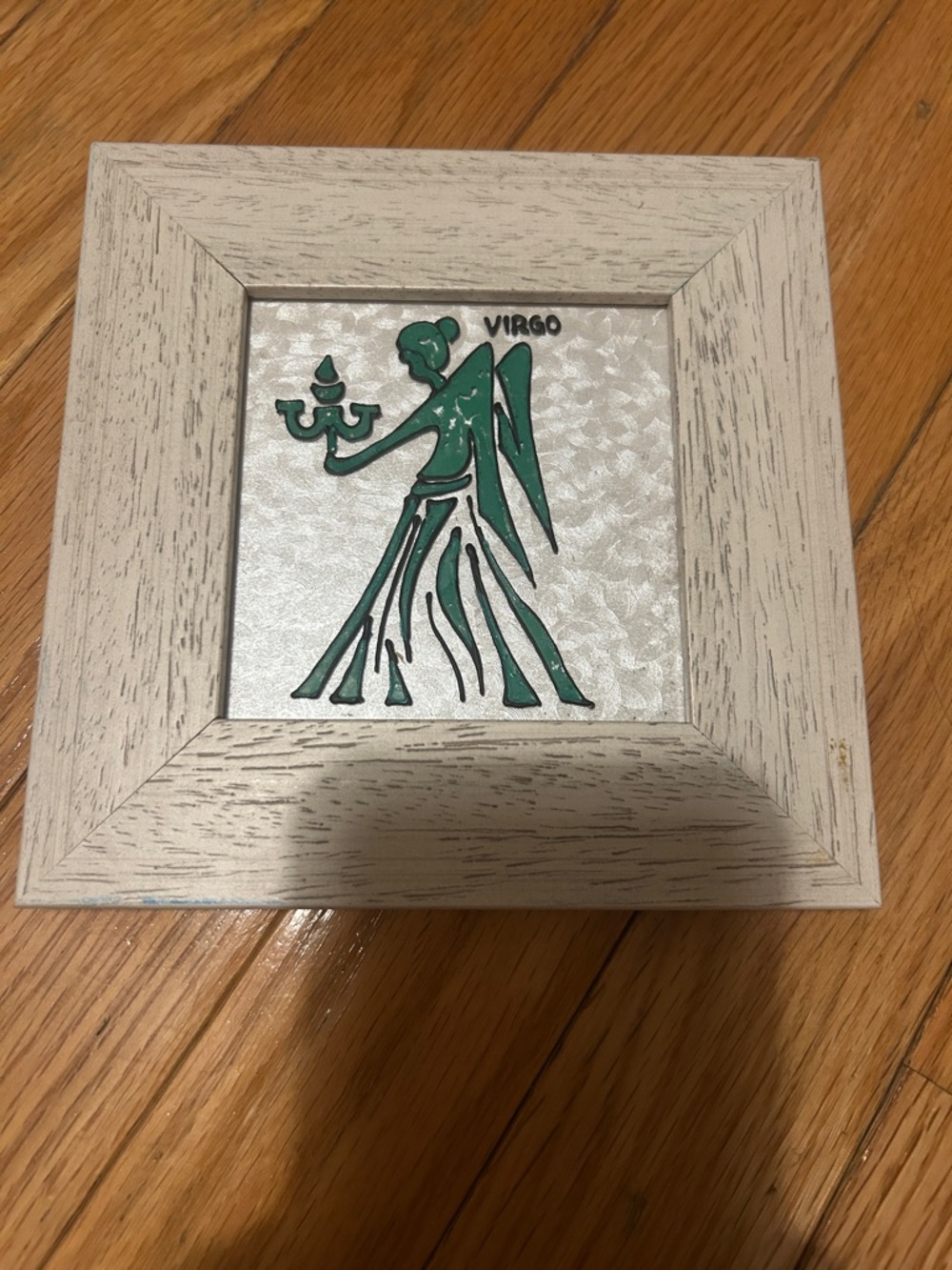 Virgo Zodiac Art in Ivory Wooden Frame